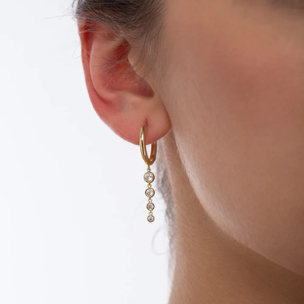 14K Solid Gold Dangling Diamond Drop Earrings | The Karat Store