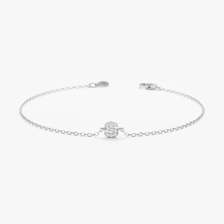14K Solid Gold Diamond Initial Bracelet