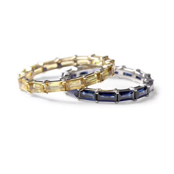 14K Solid Gold Citrine Baguette Eternity Band