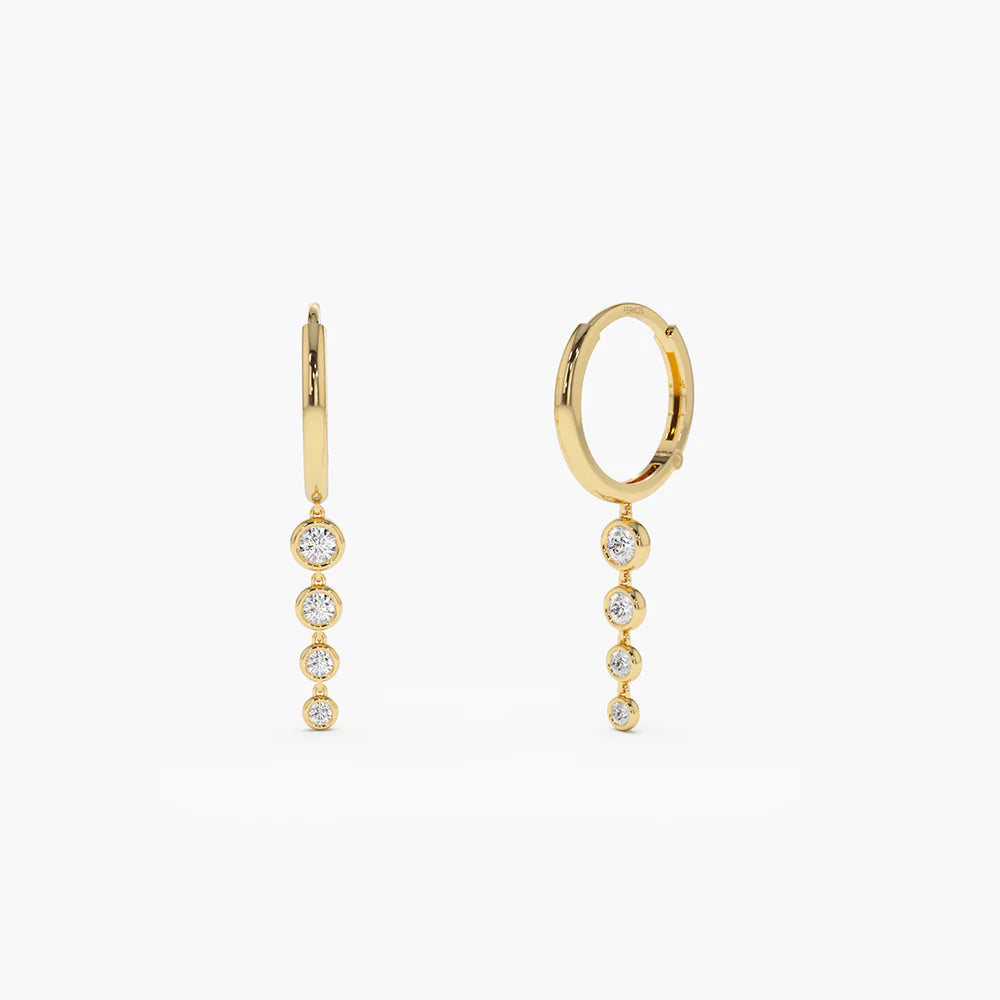 14K Solid Gold Dangling Diamond Drop Earrings | The Karat Store