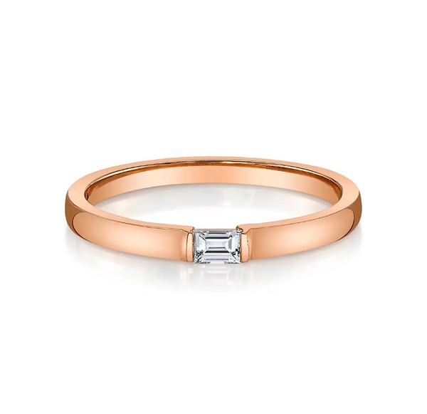14K Solid Gold Single Diamond Band