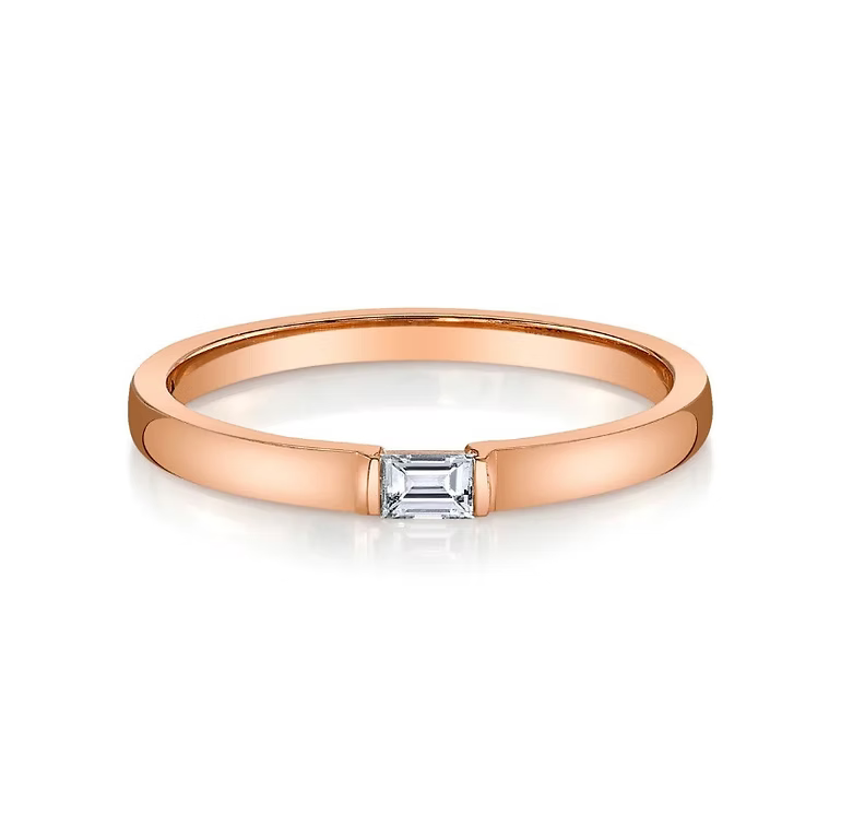 14K Solid Gold Single Diamond Band