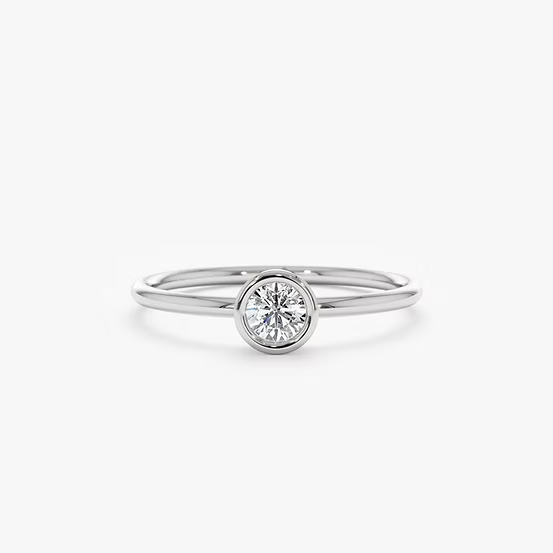 18K Solid white Solitaire Diamond Engagement Ring