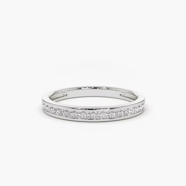 14K Solid Gold Channel Setting Princess Cut Half Eternity Diamond Ring