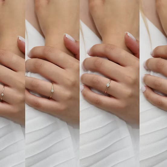 18K Solid white Solitaire Diamond Engagement Ring