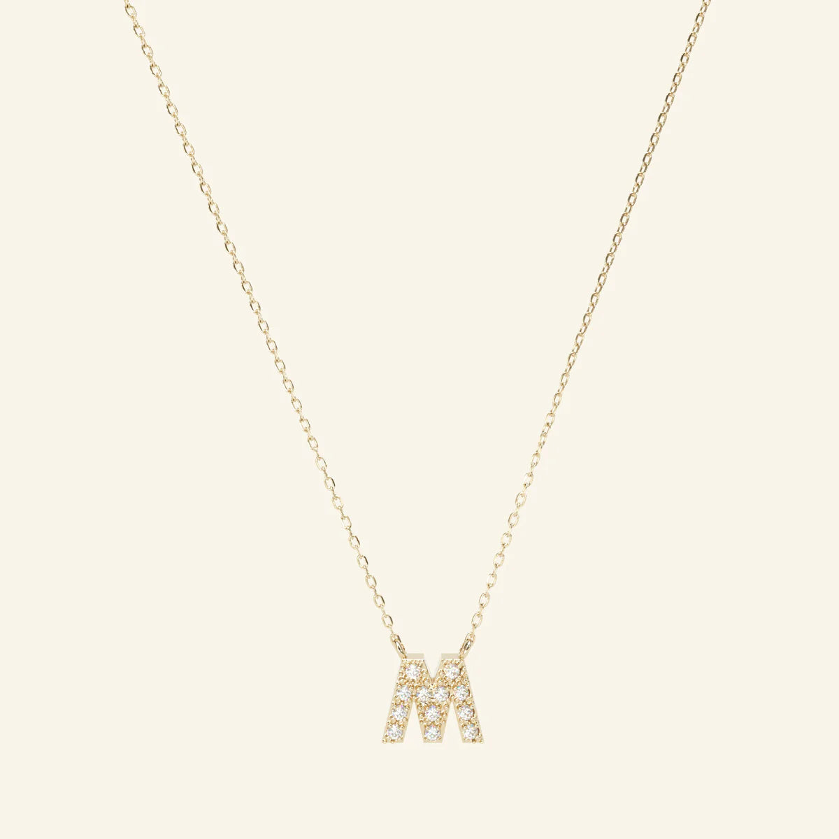 14K Solid Gold Diamond Initial Necklace | Letter Diamond Necklace for women