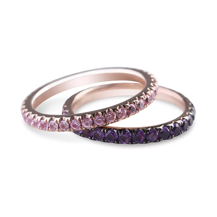 14K Solid Gold Pink Sapphire Eternity Band