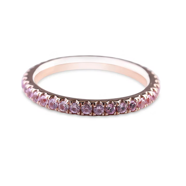 14K Solid Gold Pink Sapphire Eternity Band
