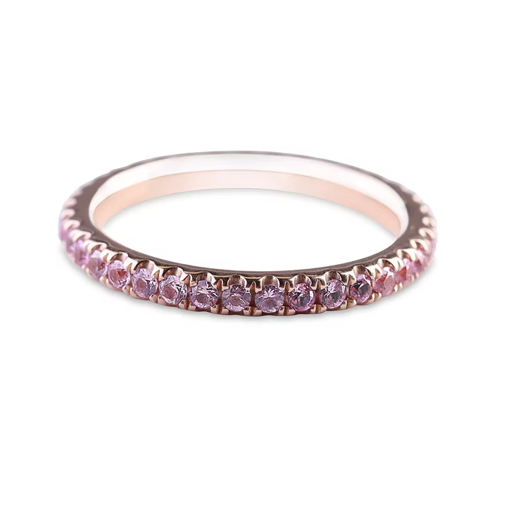 14K Solid Gold Pink Sapphire Eternity Band