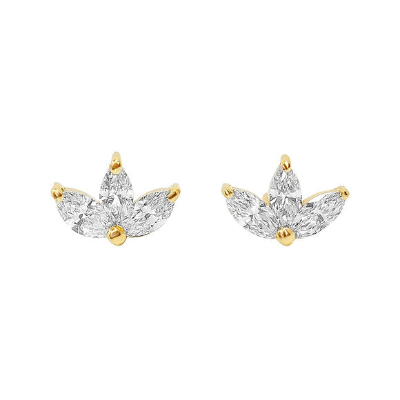 18K Solid Gold Diamond Lotus Earring | The Karat Store