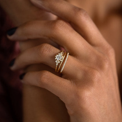 14K Solid Gold Wisp Eternity Diamond Thin Stacking Band
