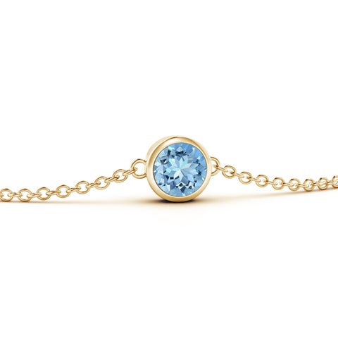 Bezel-Set Round Aquamarine Chain Bracelet