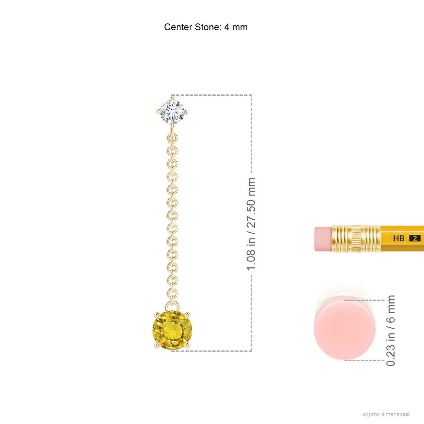 Yard Chain Diamond And Yellow Sapphire Drop Earrings
