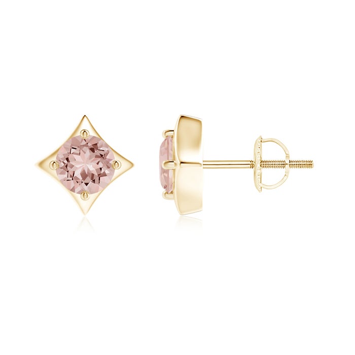 Kite Framed Prong Set Round Morganite Stud Earrings