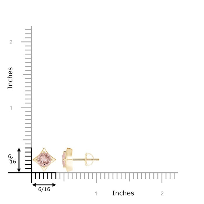 Kite Framed Prong Set Round Morganite Stud Earrings