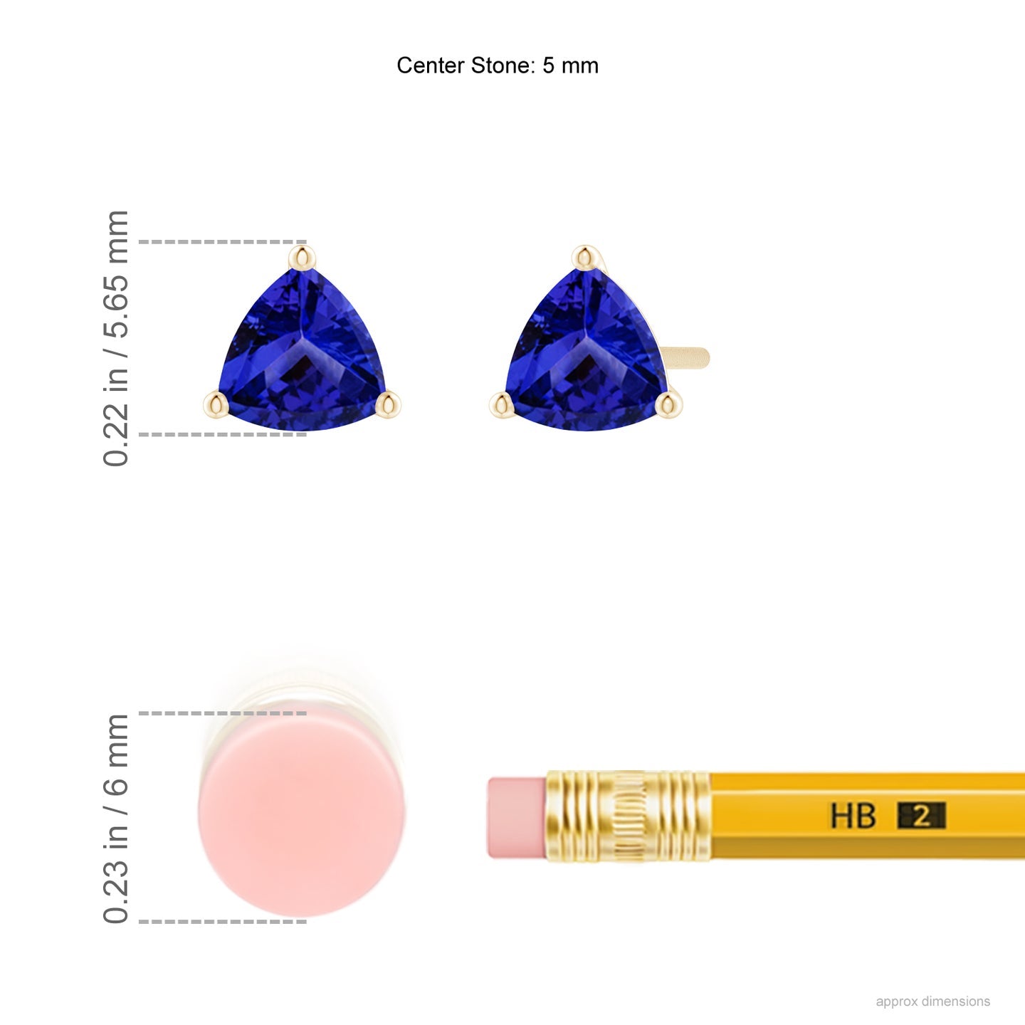 Martini-Set Trillion Tanzanite Stud Earrings