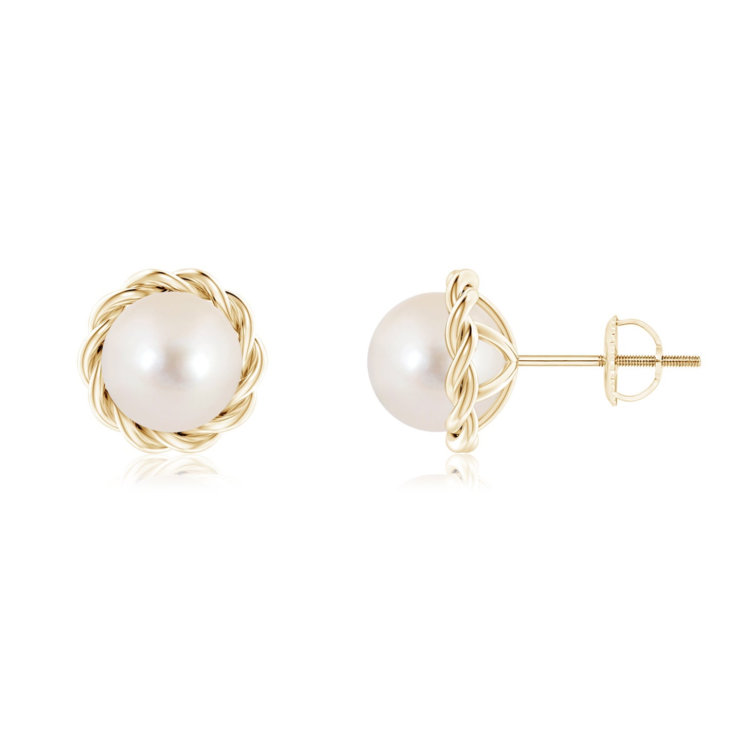 Solitaire Freshwater Pearl Twist Rope Studs