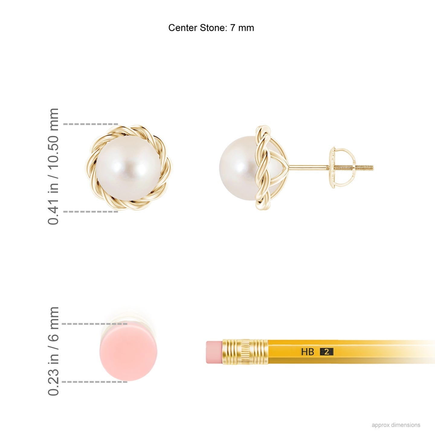 Solitaire Freshwater Pearl Twist Rope Studs