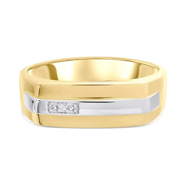 9ct Two Colour Gold Diamond Signet Ring