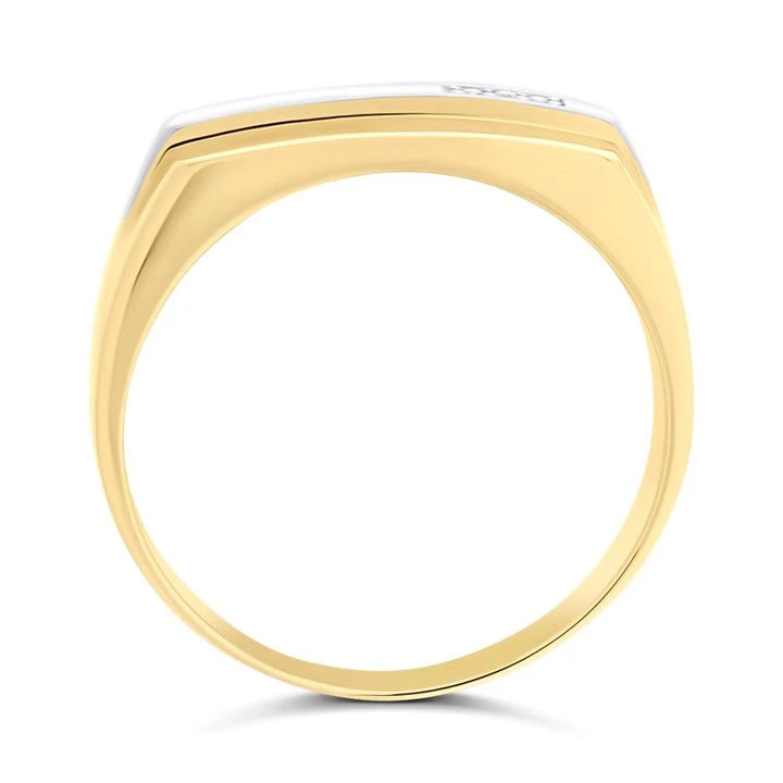 9ct Two Colour Gold Diamond Signet Ring