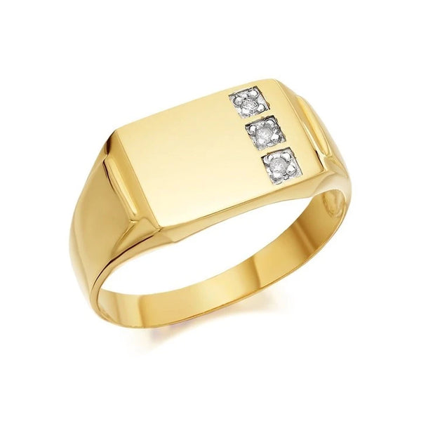 9ct Gold Gentlemen's Diamond Set Signet Ring