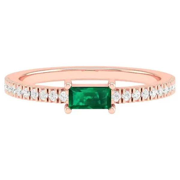 18K Solid Gold 0.4 Carat Natural Diamond Emerald