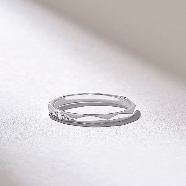 18K Solid Gold Pave Faceted Band Ring
