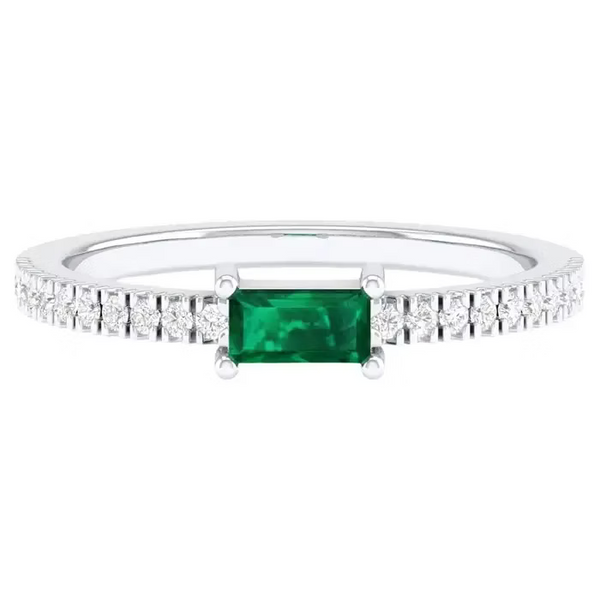 18K Solid Gold 0.4 Carat Natural Diamond Emerald