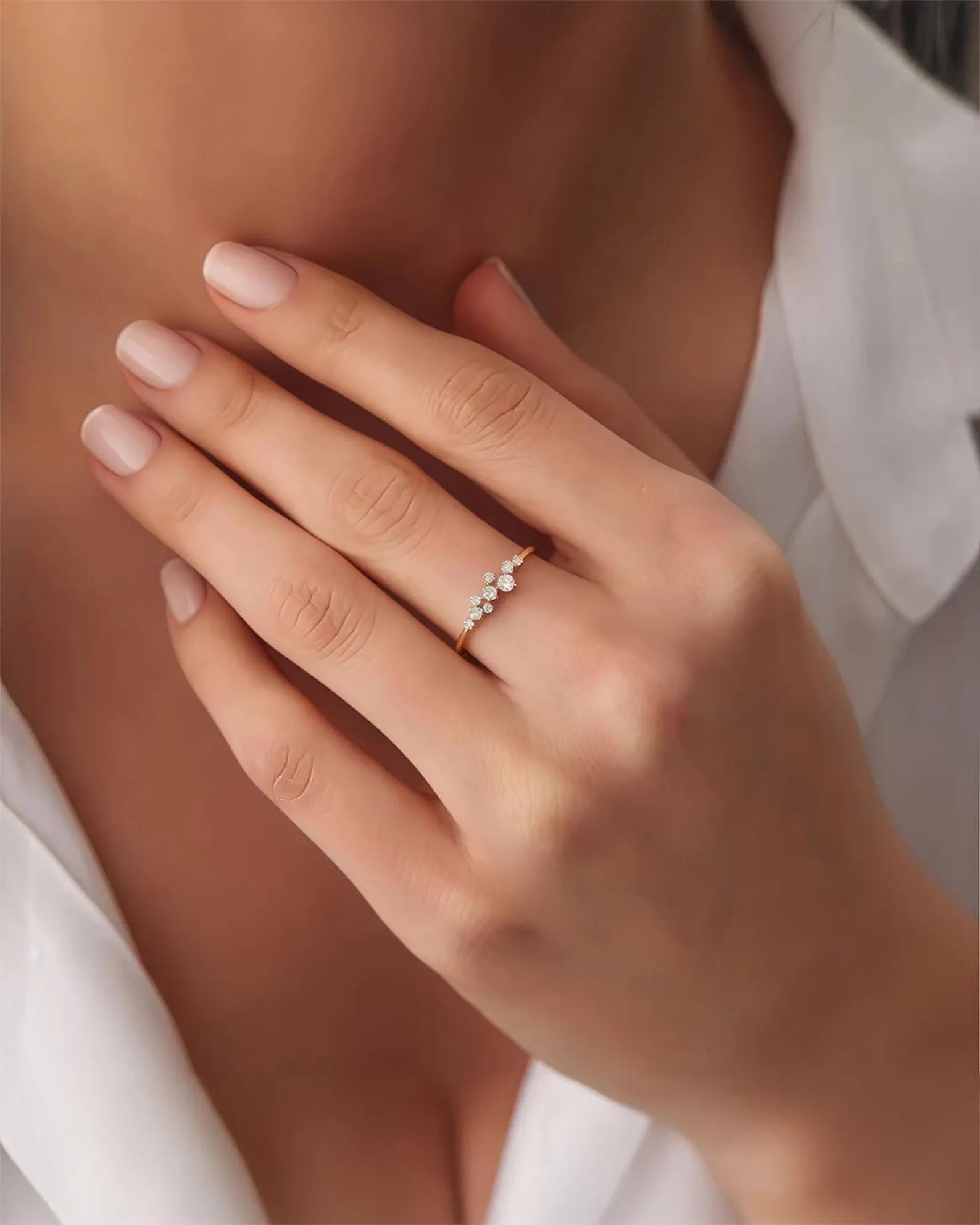 Solid Gold Diamond Cluster Ring