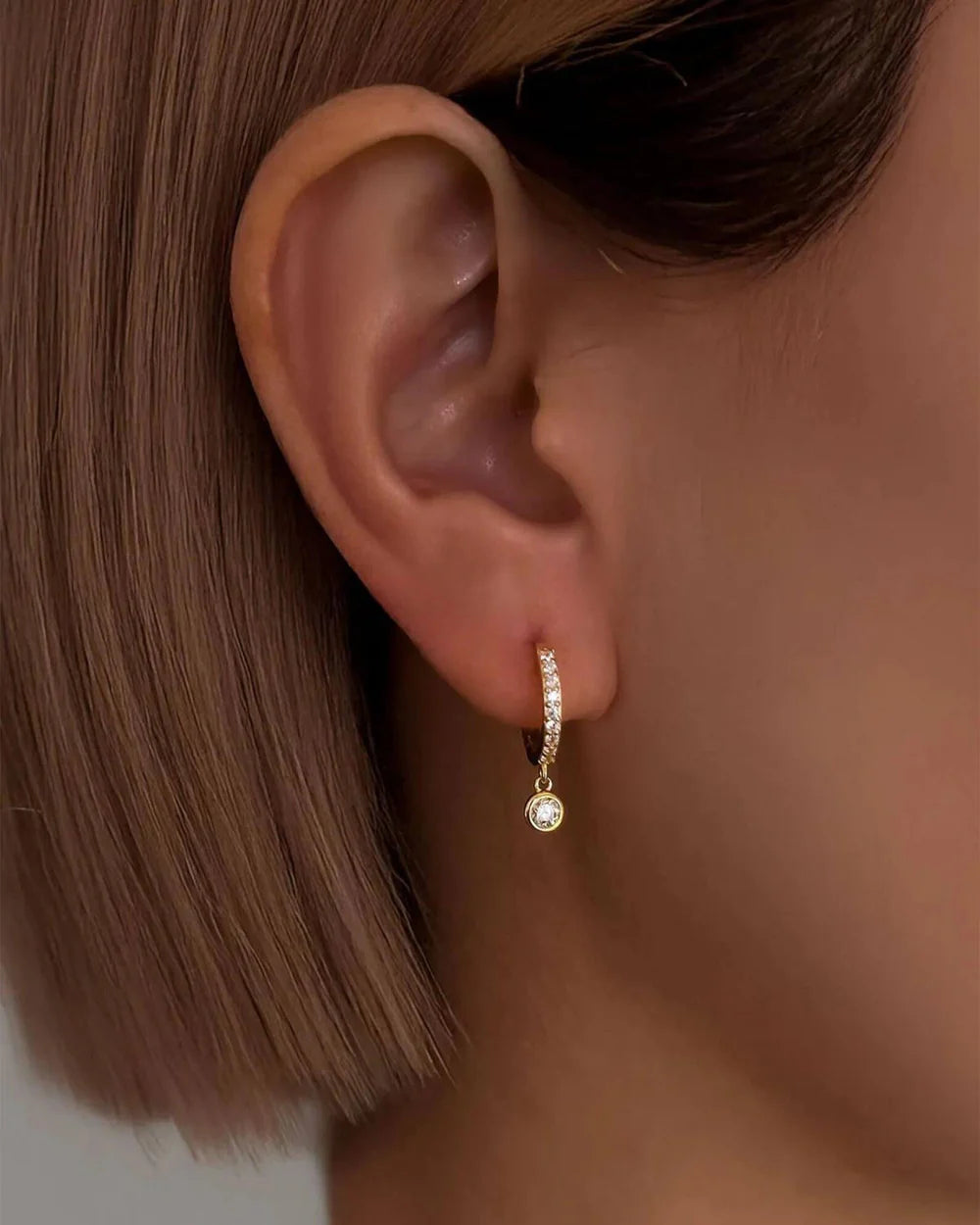 18K Natural Diamond Pave Hoop Earrings