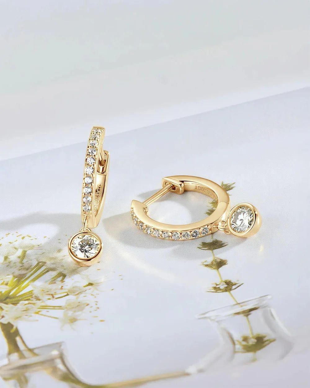 18K Natural Diamond Pave Hoop Earrings