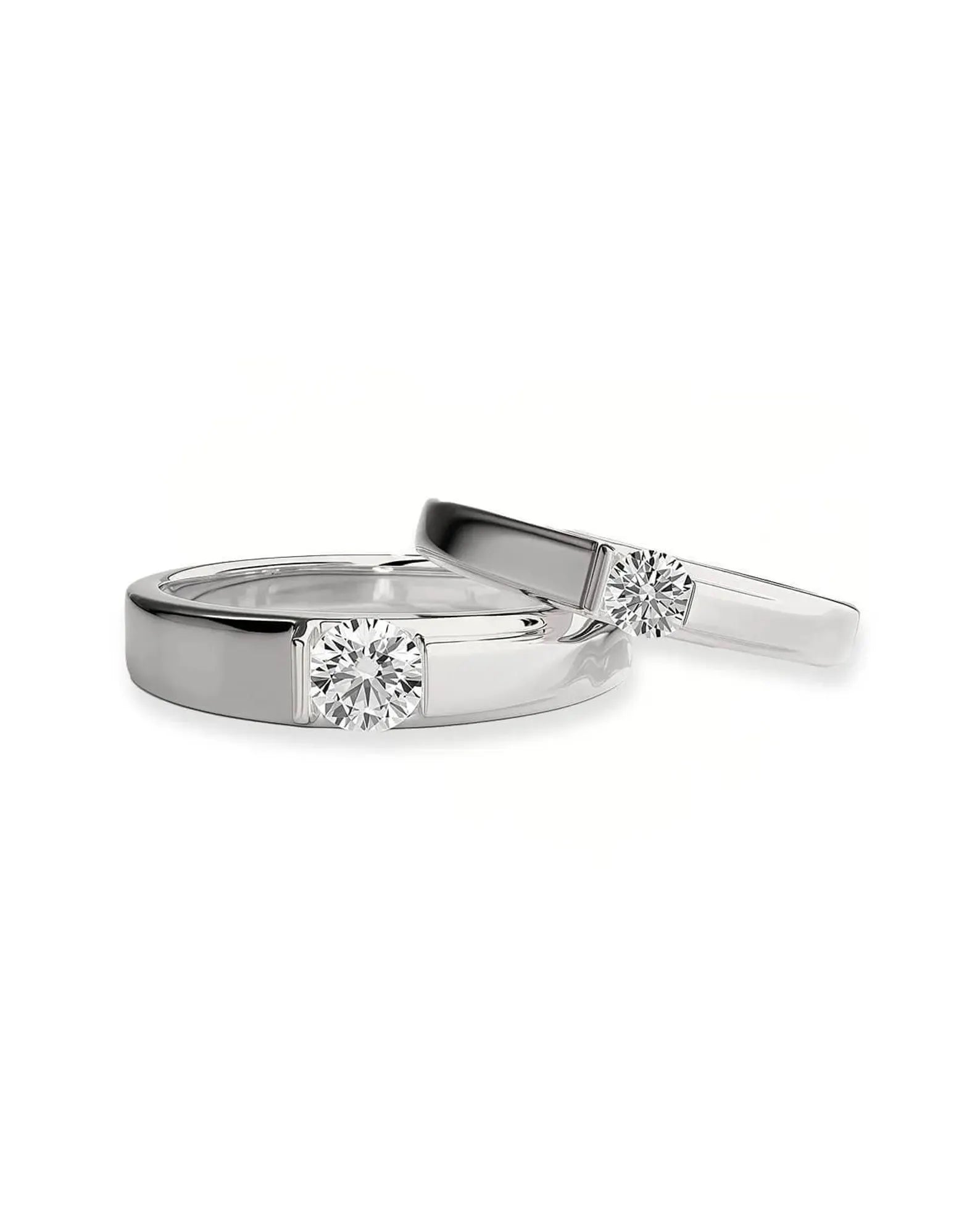 18K Solid Gold Minimalist Natural Diamond Solitaire Rings