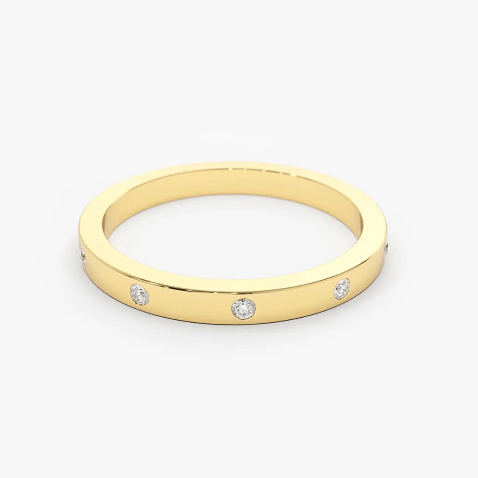 18K Solid Gold Natural Diamond Round Cut Flush Set Full Eternity Band