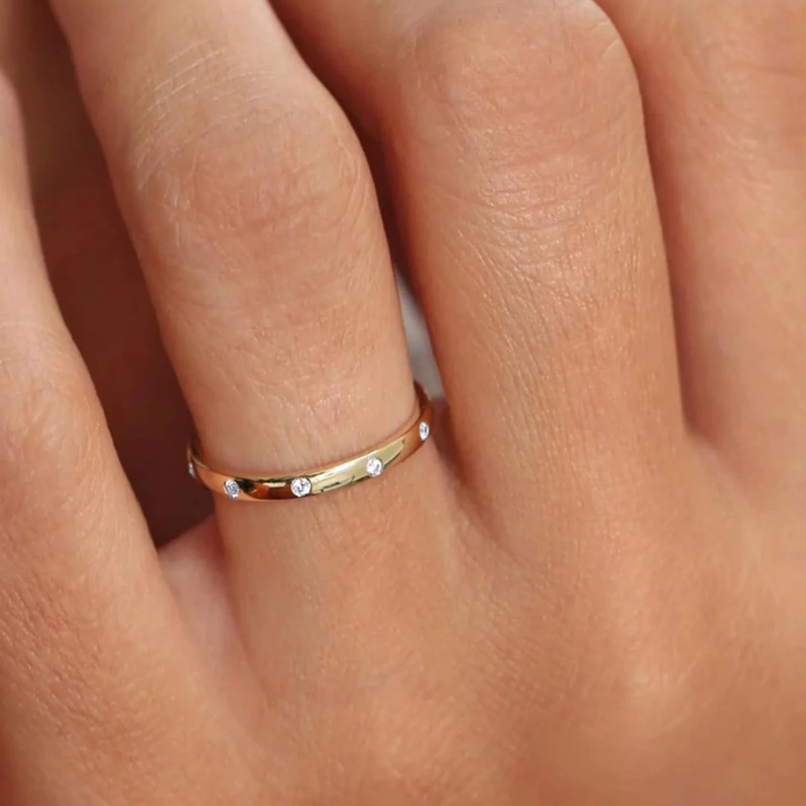 18K Solid Gold Natural Diamond Round Cut Flush Set Full Eternity Band
