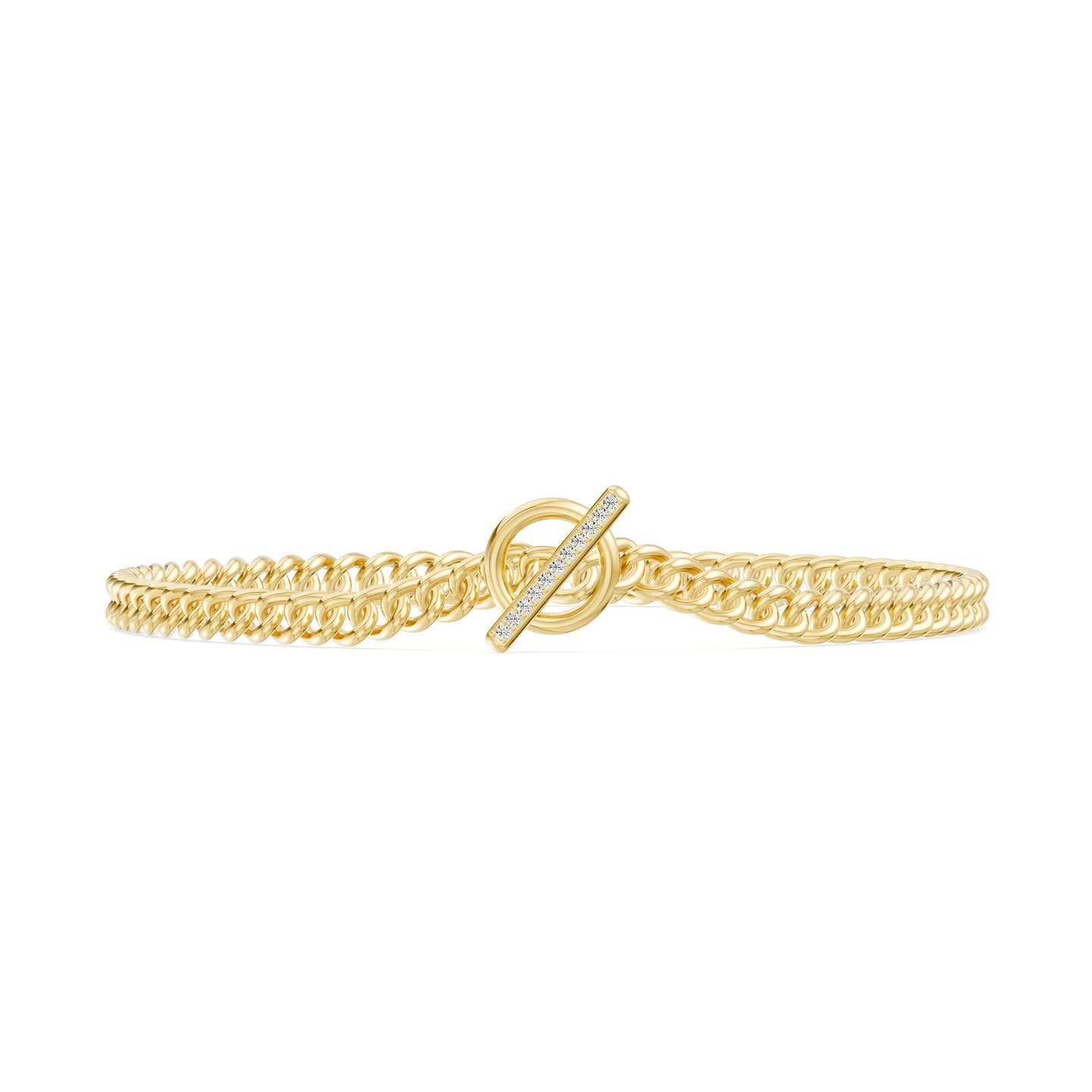 Natural Diamond Curb Chain Toggle Lock Bracelet