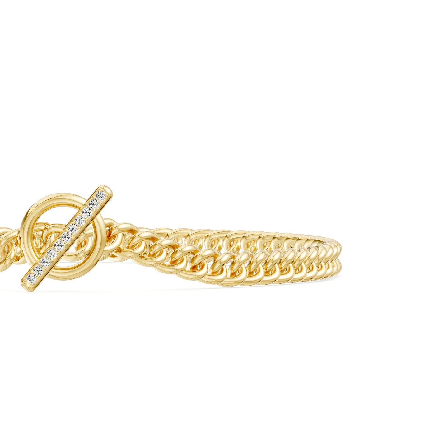 Natural Diamond Curb Chain Toggle Lock Bracelet