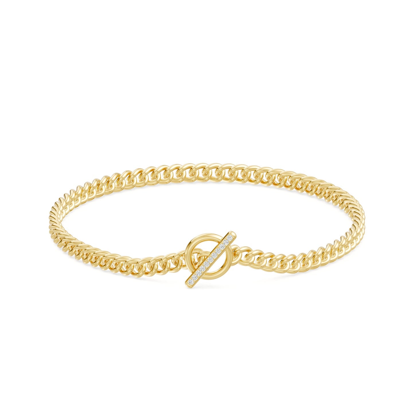 Natural Diamond Curb Chain Toggle Lock Bracelet