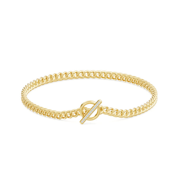 Natural Diamond Curb Chain Toggle Lock Bracelet